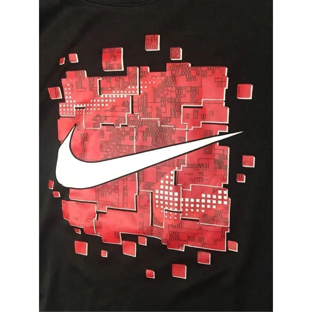 Kids Nike Shirt Size 7 Red Blocky Minecraft Style Gaming Swoosh Athletic Cute